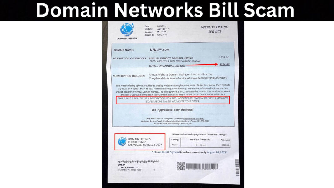 Domain Networks Bill Scam