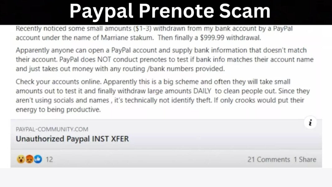 Paypal Prenote Scam